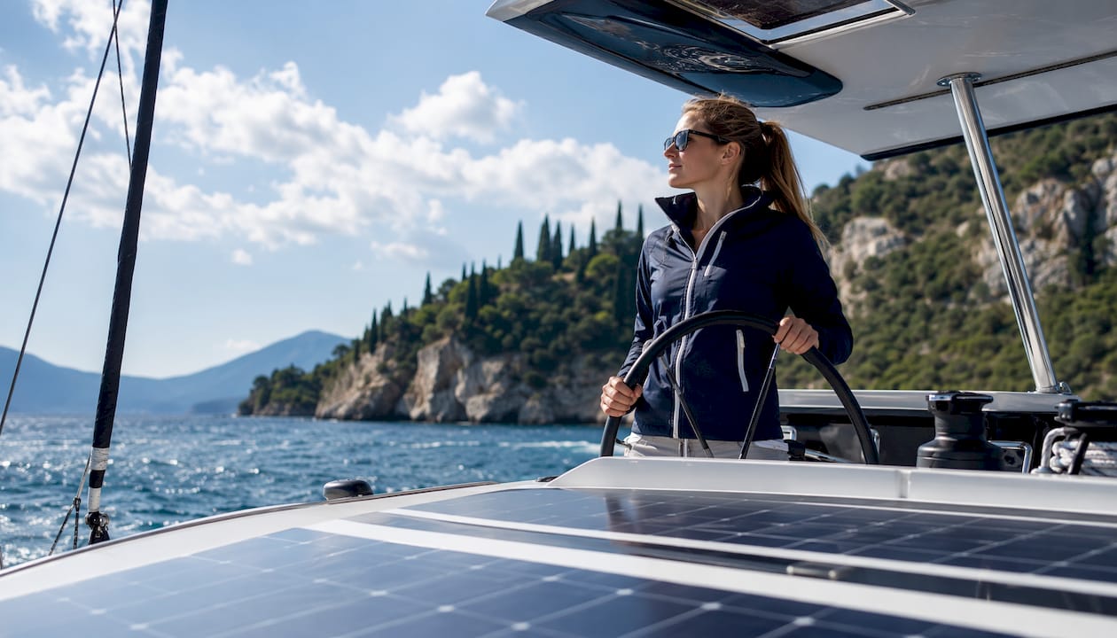 Eco-friendly yacht sailing Mediterranean coast