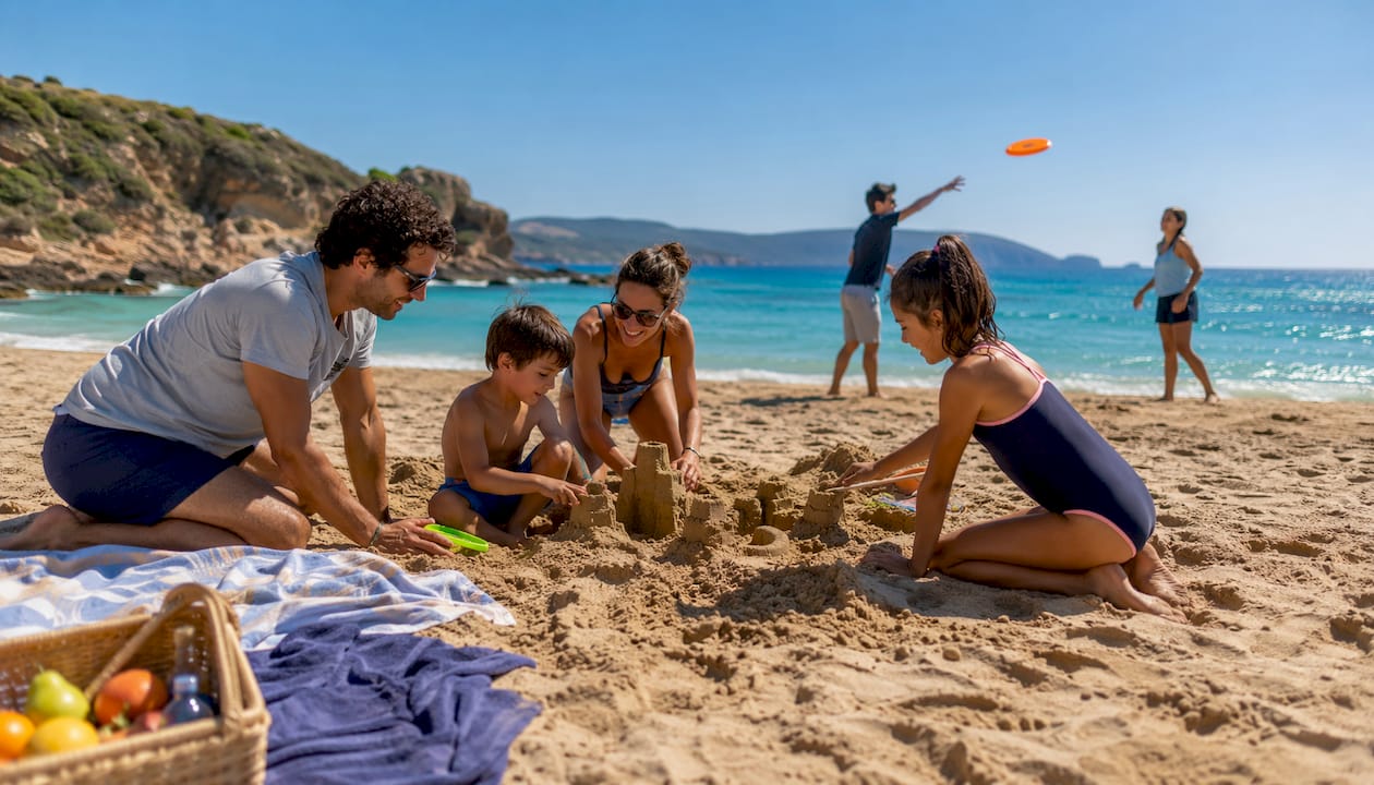 Family enjoying sailing on Mediterranean yacht