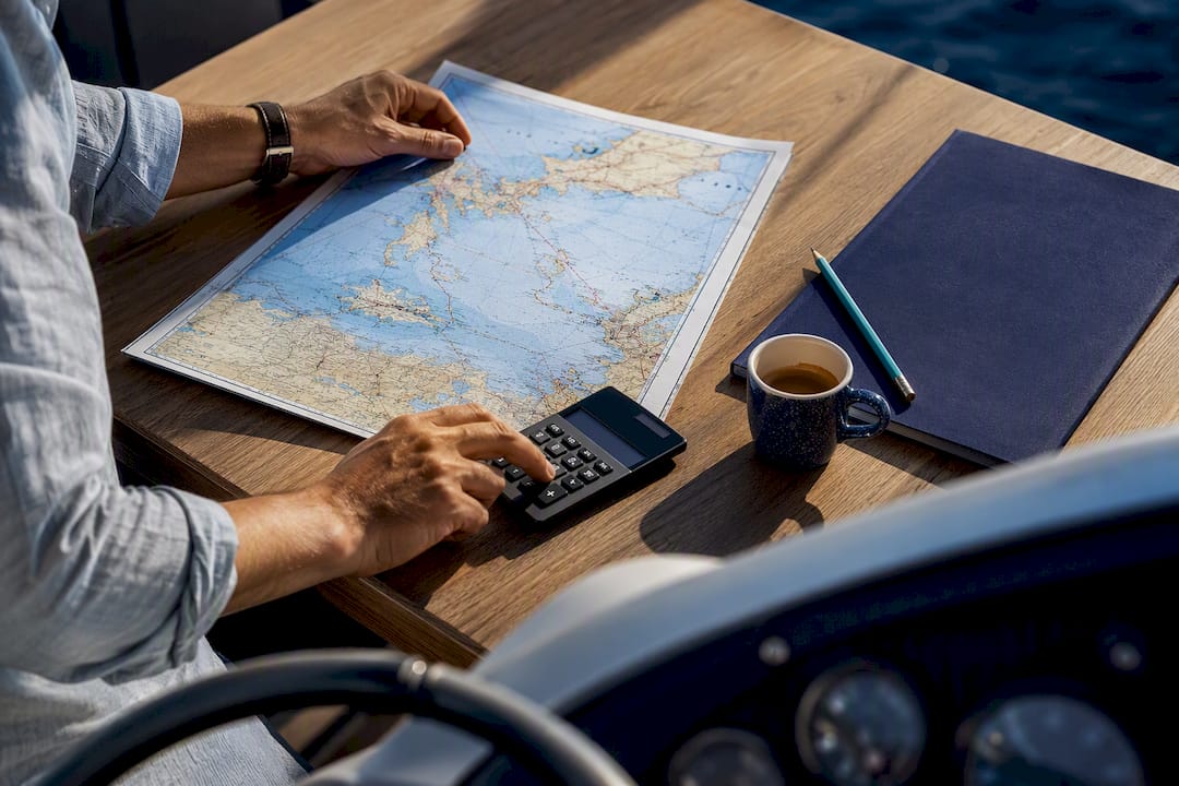Planner reviewing yacht charter costs