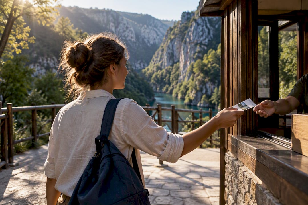 Visitor entering Croatian national park