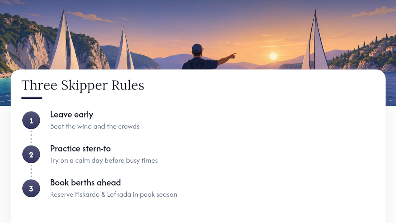 Three practical rules for Lefkada sailing