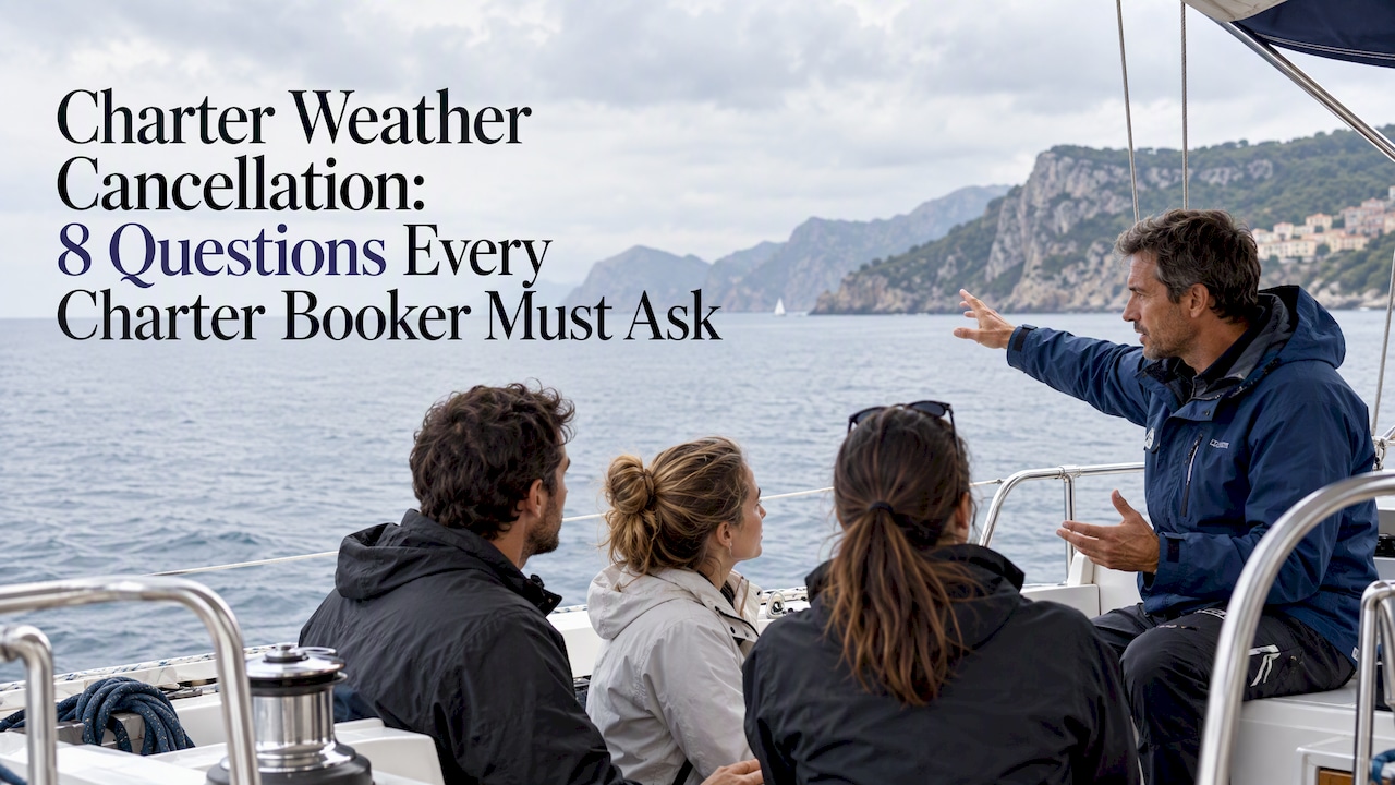 Skipper briefing guests about weather cancellation