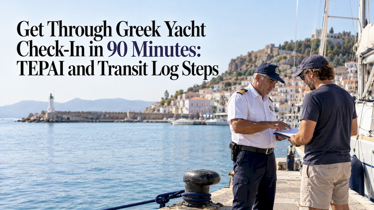 Skipper completing Greek yacht port check-in