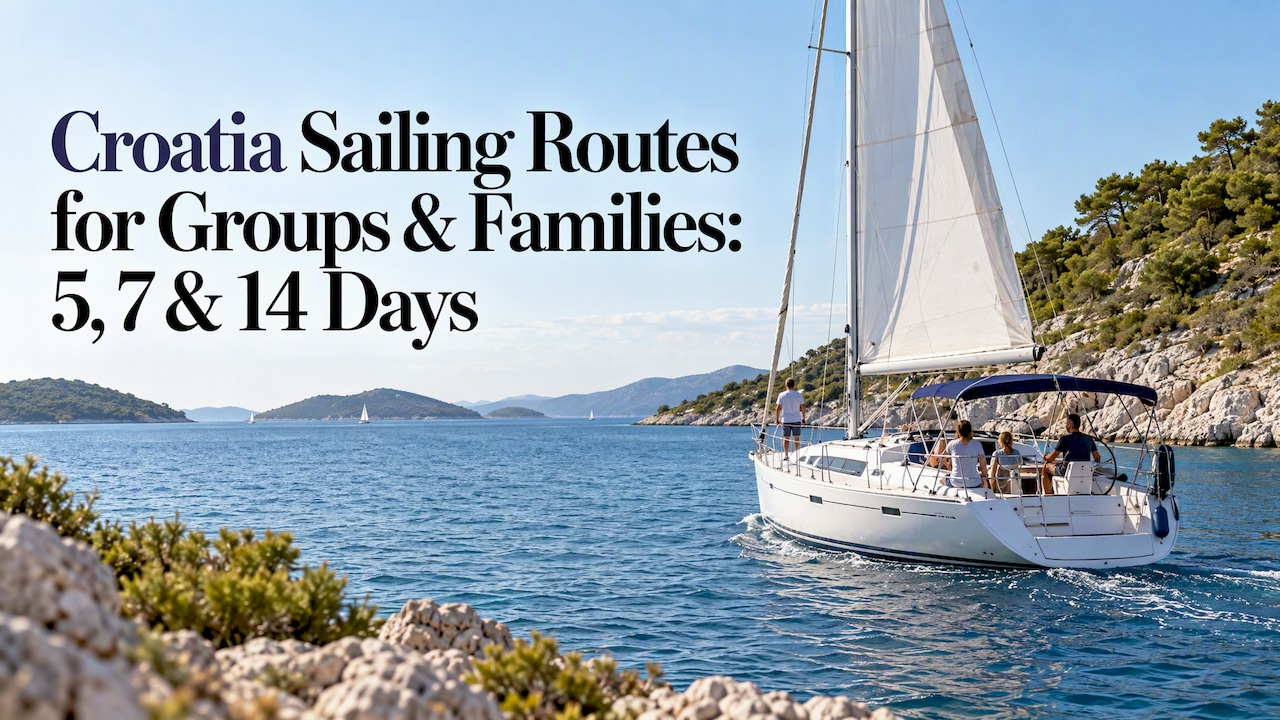 Charter yacht sailing between Croatian islands