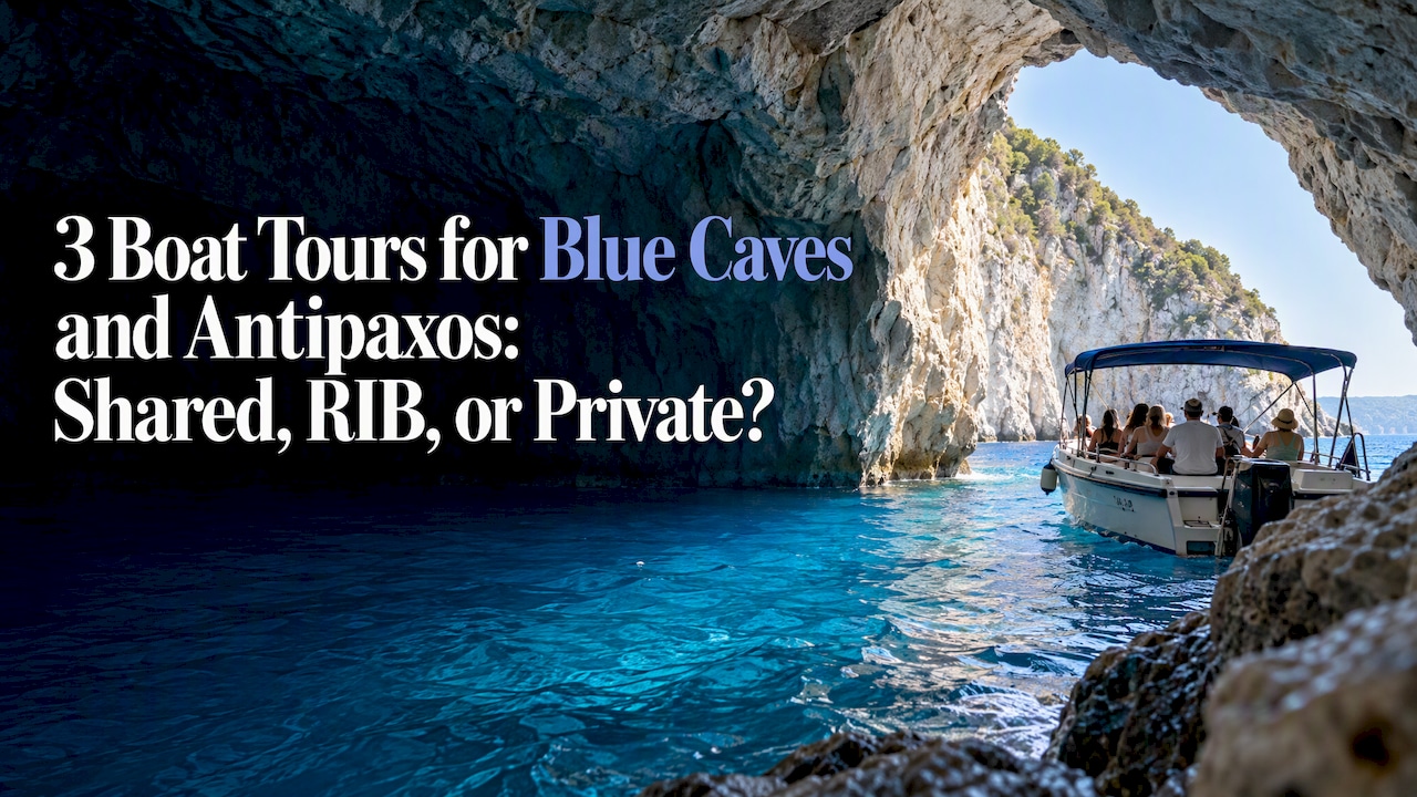 Tour boat approaching a Blue Cave entrance