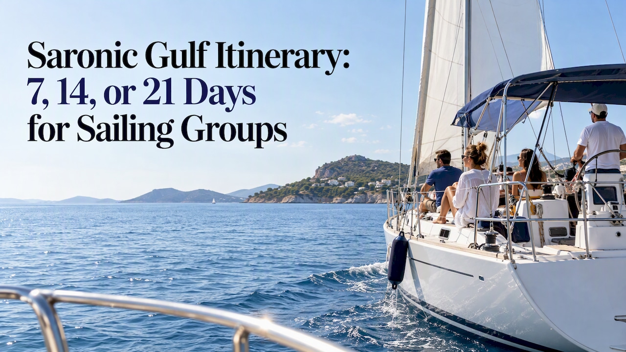 Sailing yacht crossing the Saronic Gulf
