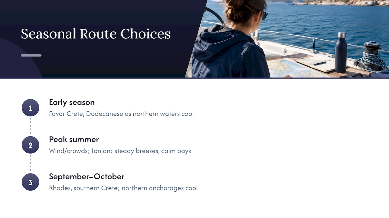 Greek sailing route preferences across three seasons