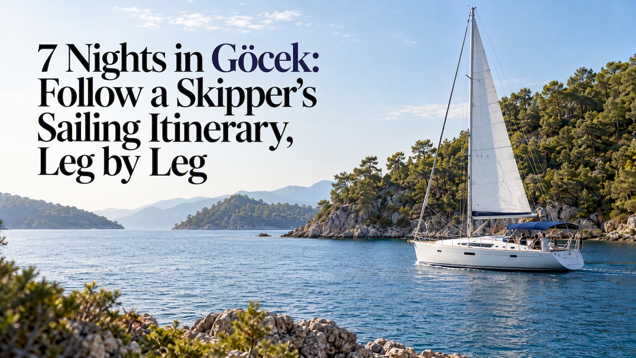 Sailing yacht among Göcek’s pine-covered islands