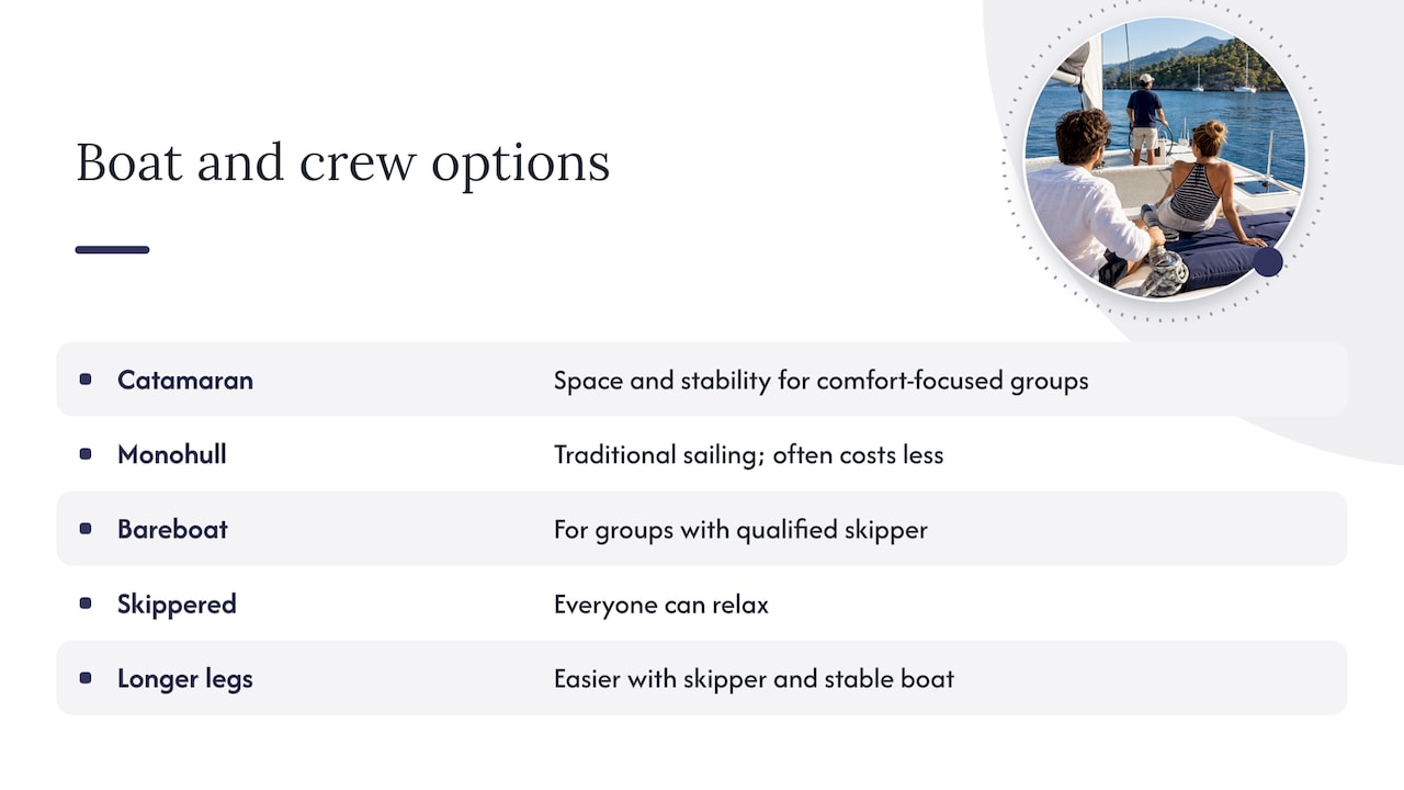 Comparison of boat types and crew setups