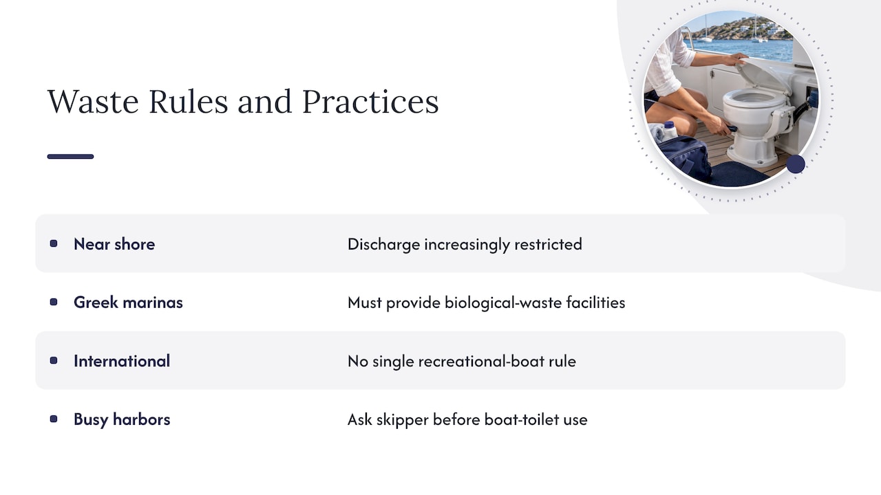 Greek harbors, bays and where the waste goes — overview diagram